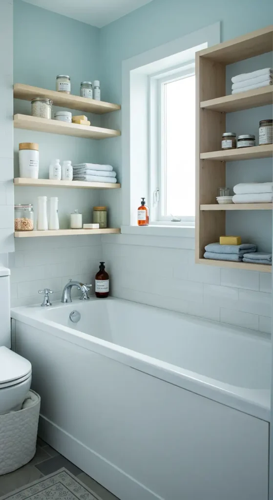 10 Bathtub Ideas for Small Bathroom 6 6. Use Vertical Space