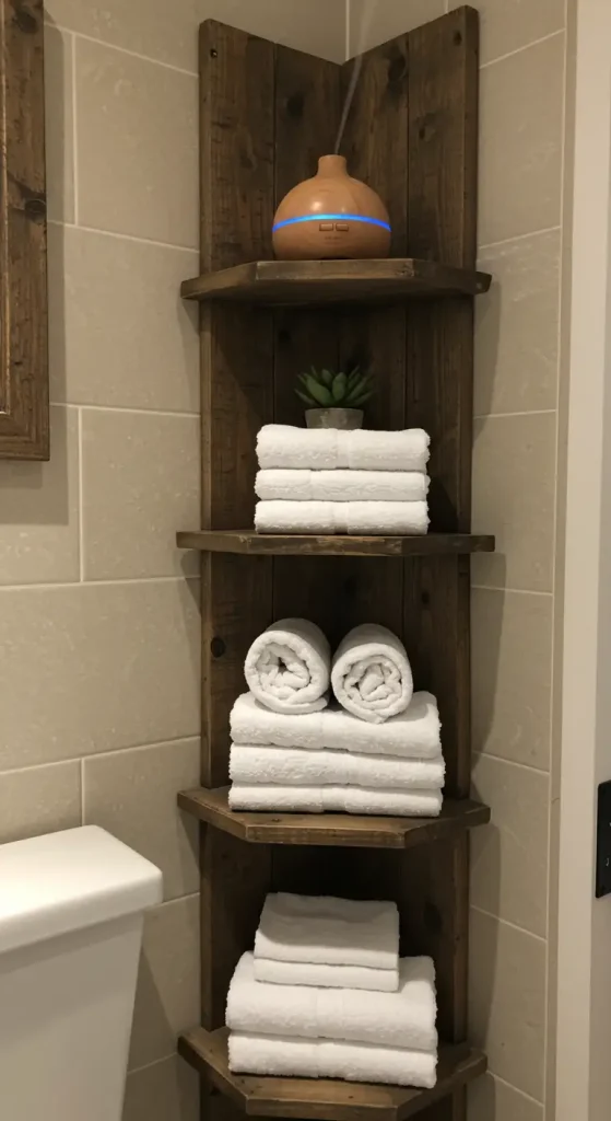 15 Clever Small Bathroom Storage Ideas 8 7. Corner Shelves