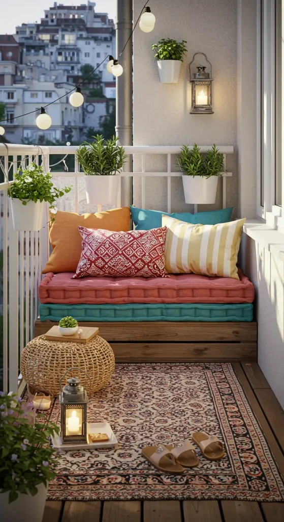 14 Small Balcony Seating Ideas 7 7. Floor Seating