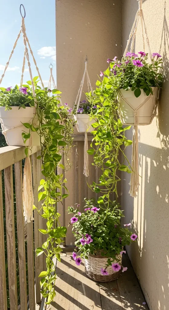 14 Balcony Garden Ideas 8 7. Hanging Garden Haven