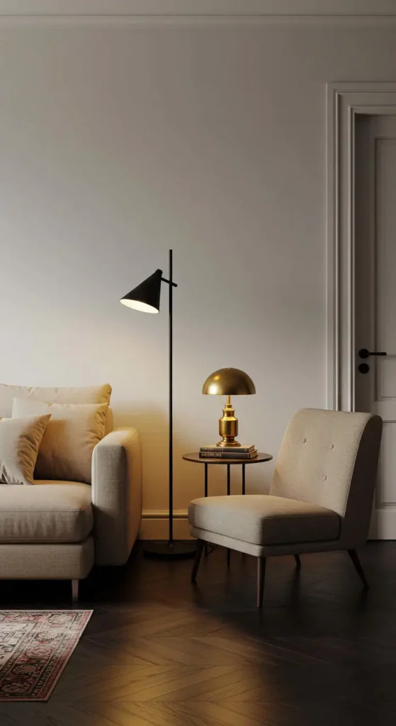 13 Living Room Ideas for Small Rooms 7 7. Layer Lighting