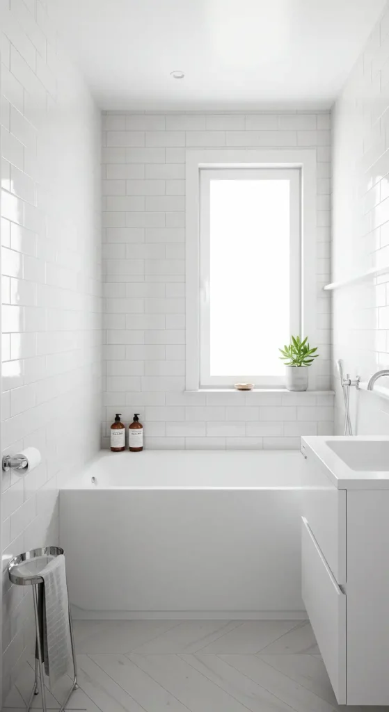 10 Bathtub Ideas for Small Bathroom 7 7. Light and Color Choices