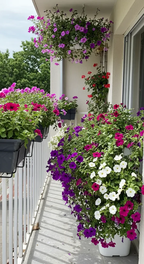 11 Hanging Plants for Balcony 8 7. Petunias