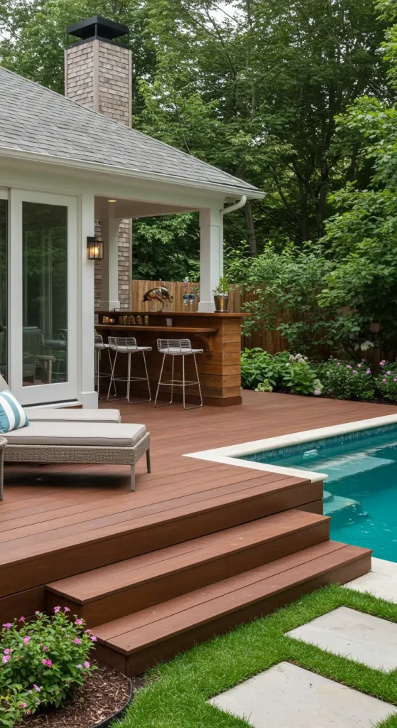 12 Stunning Backyard Decks Ideas 7 7. Poolside Deck