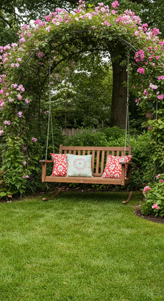 12 Creative Backyard Seating Ideas 6 7. Swinging Bench