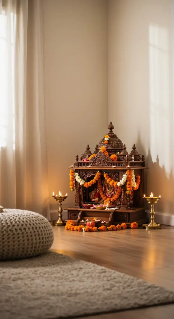13 Living Room Ideas Indian 7 7. Temple Corner in the Living Room
