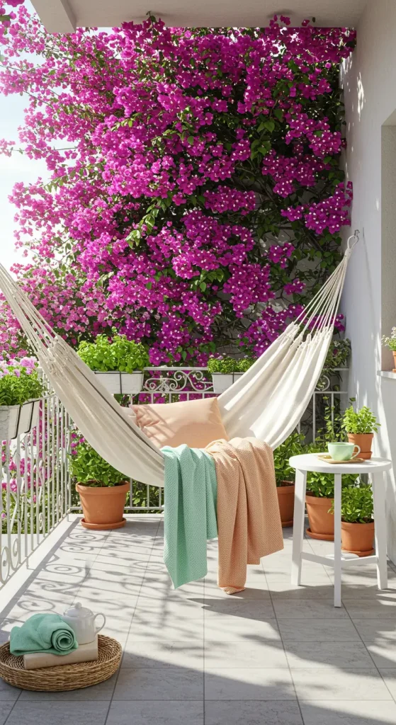11 Dreamy Aesthetic Balcony Ideas For The Ultimate Cozy Vibe 8 8. Balcony Hammock Retreat