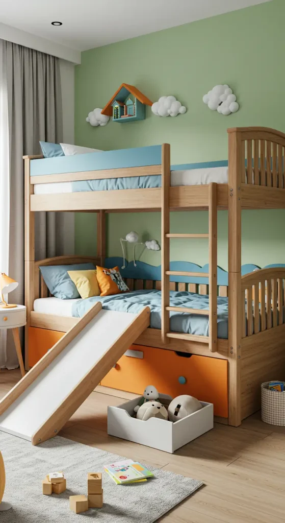 11 Bunk Bed Design Ideas 9 8. Bunk Beds with Slide