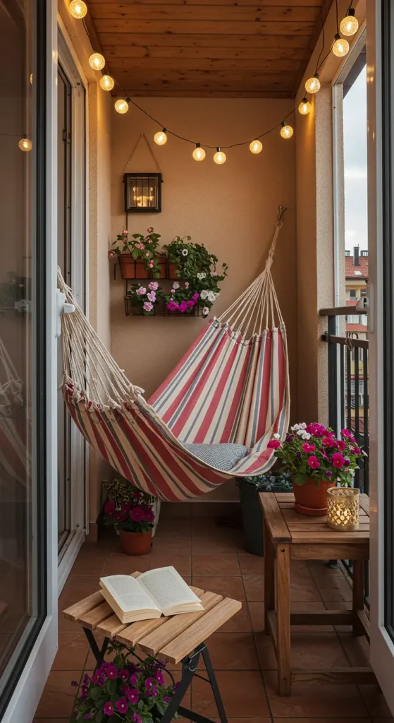 11 Clever Small Balcony Furniture Ideas To Maximize Your Space 8 8. Compact Hammock