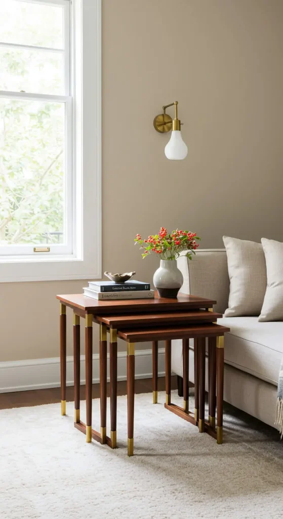 21 Small Living Room Storage Ideas 8 8. Invest in Nesting Tables