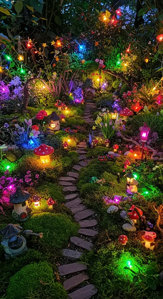 12 Magical Fairy Garden Ideas 8 8. Nighttime Glowing Fairy Garden