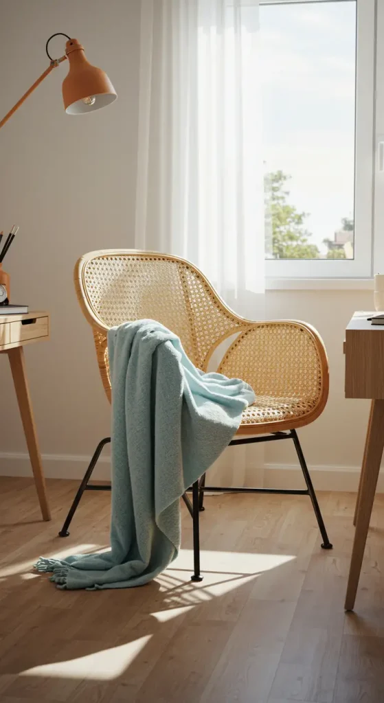 14 Stylish Office Chair Ideas 8 8. Rattan or Wicker Office Chair