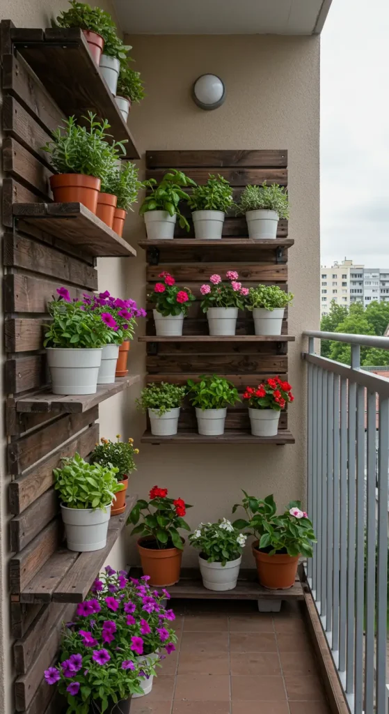 11 Stunning Small Balcony Ideas For A Cozy Apartment Oasis 8 8. Tiered Plant Display