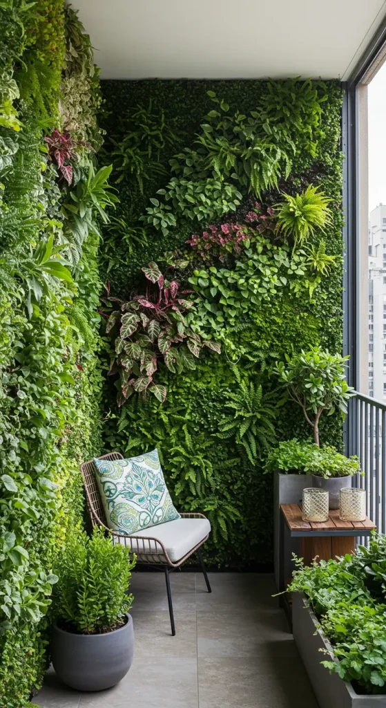 14 Cozy Balcony Decor Ideas to Transform Your Small Space 8 8. Vertical Garden Delight