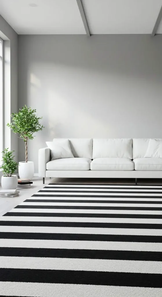 15 Living Room Rug Ideas 10 9. Black and White Rugs