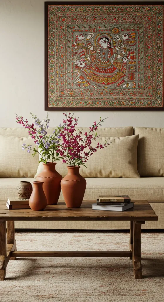 13 Living Room Ideas Indian 9 9. Handloom and Handicrafts
