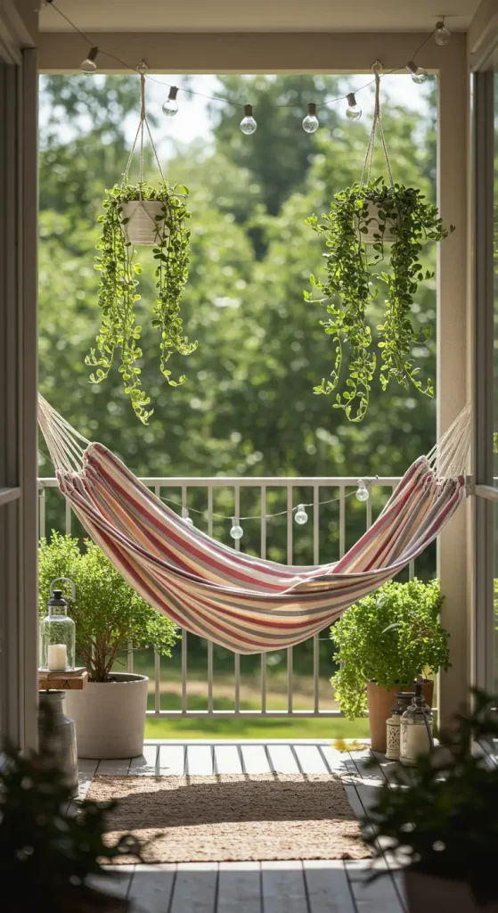 14 Cozy Balcony Decor Ideas to Transform Your Small Space 9 9. Hang a Hammock