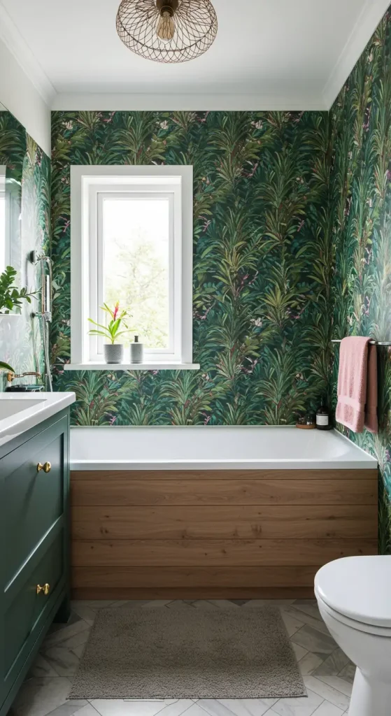10 Bathtub Ideas for Small Bathroom 9 9. Utilize Vertical Stripes