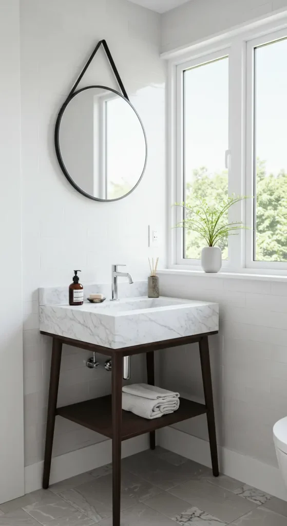 10 Small Bathroom Vanity Ideas 10 9. Vanity with Open Legs