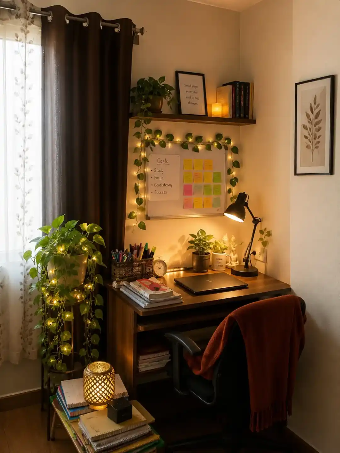 13 Holiday Home Office Decor Ideas: Stay Festive While You Work 10 Fairy lights desk decor
