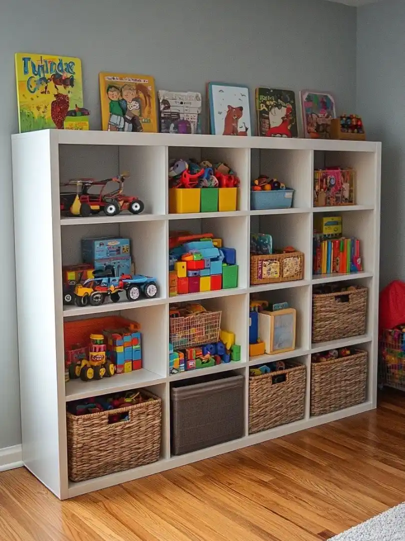 12 Minimalist Living Room Ideas for Families With Kids 4 Minimal Toy Storage