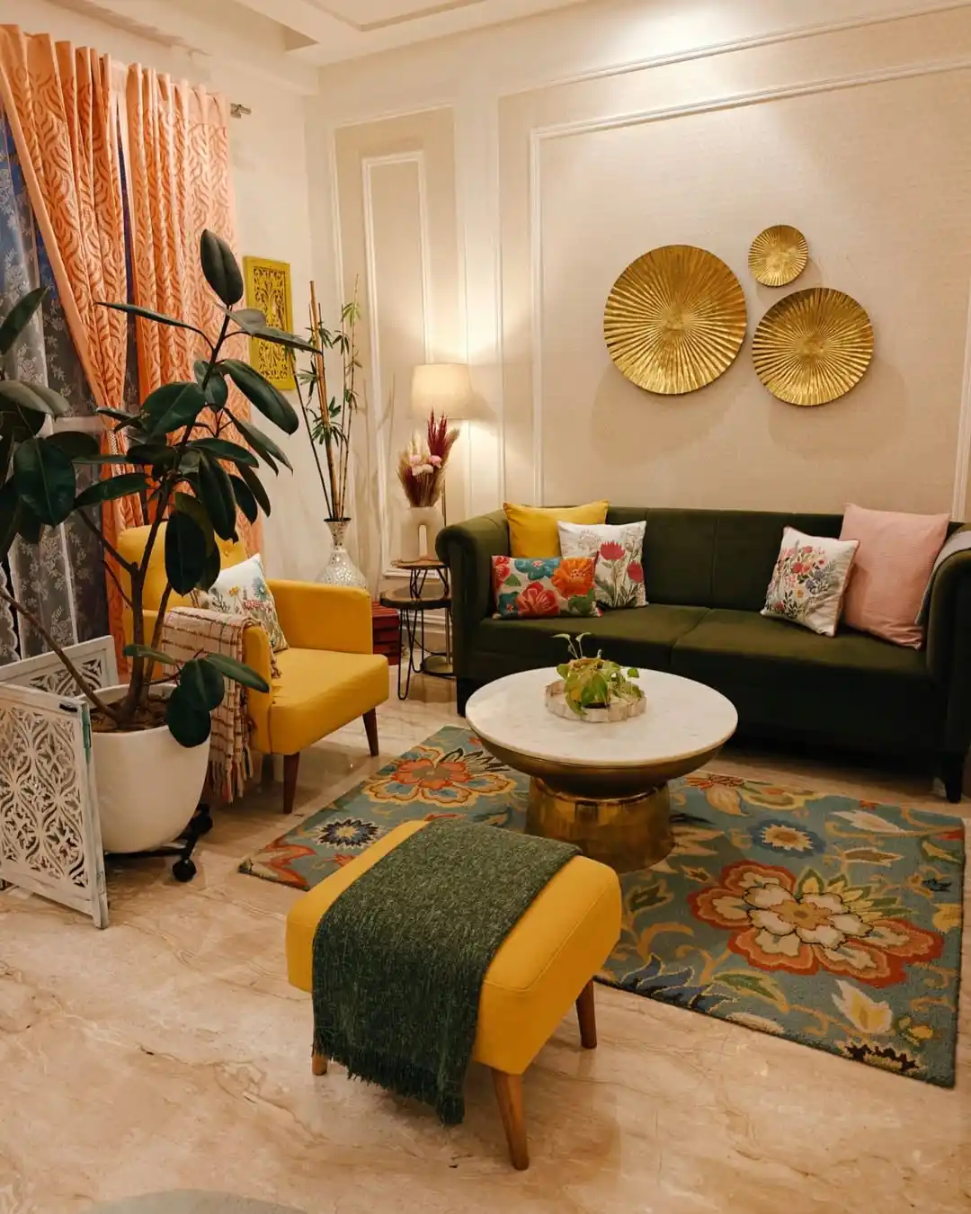 12 Indian Living Room Decor Ideas: Color, Pattern, and Warmth 2 Modern Indian living room