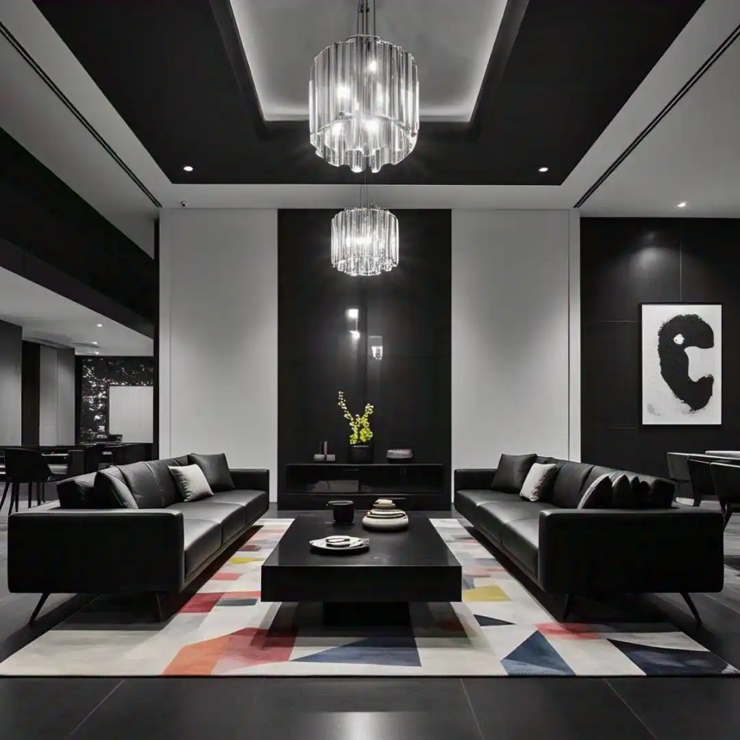 black minimalist living room