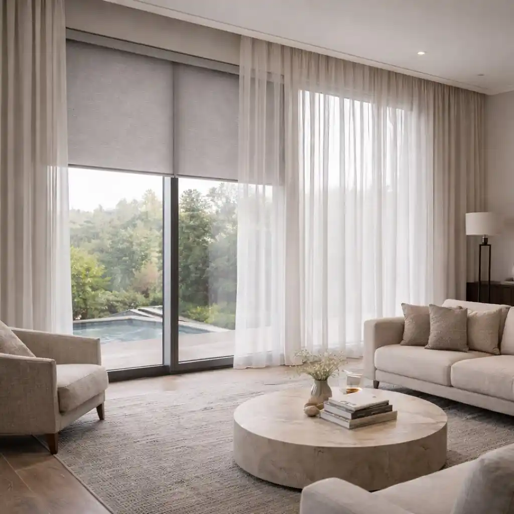 15 Curtain Ideas for Small Living Rooms That Add Height and Light 13 curtain and blind combo living room