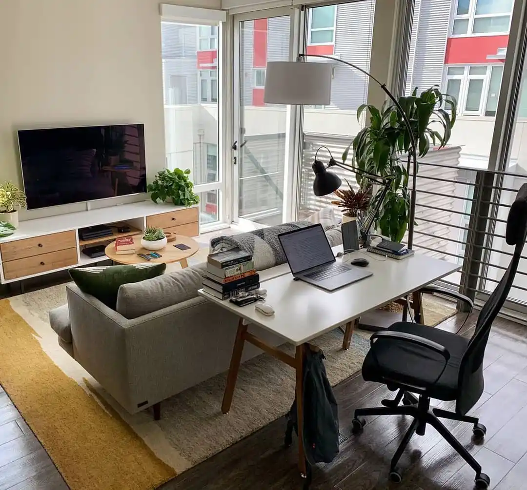 10 Minimalist Living Room Ideas for Remote Workers Who Need Focus and Peace at Home 8 living room workspace