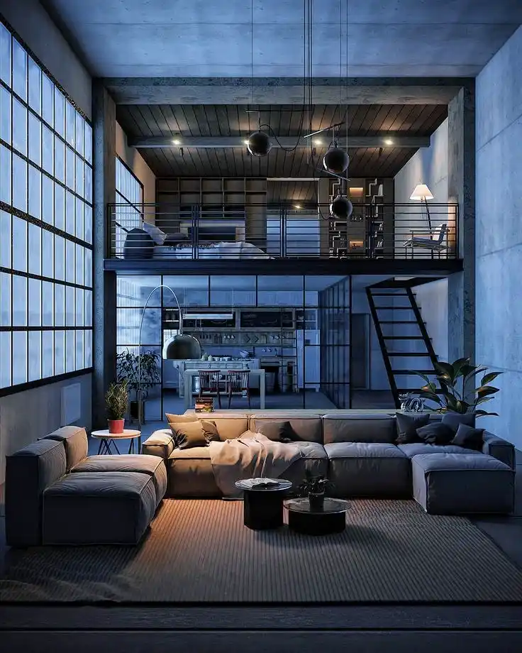 13 Loft Apartment Living Room Ideas: Making High Ceilings Work 1 loft living room