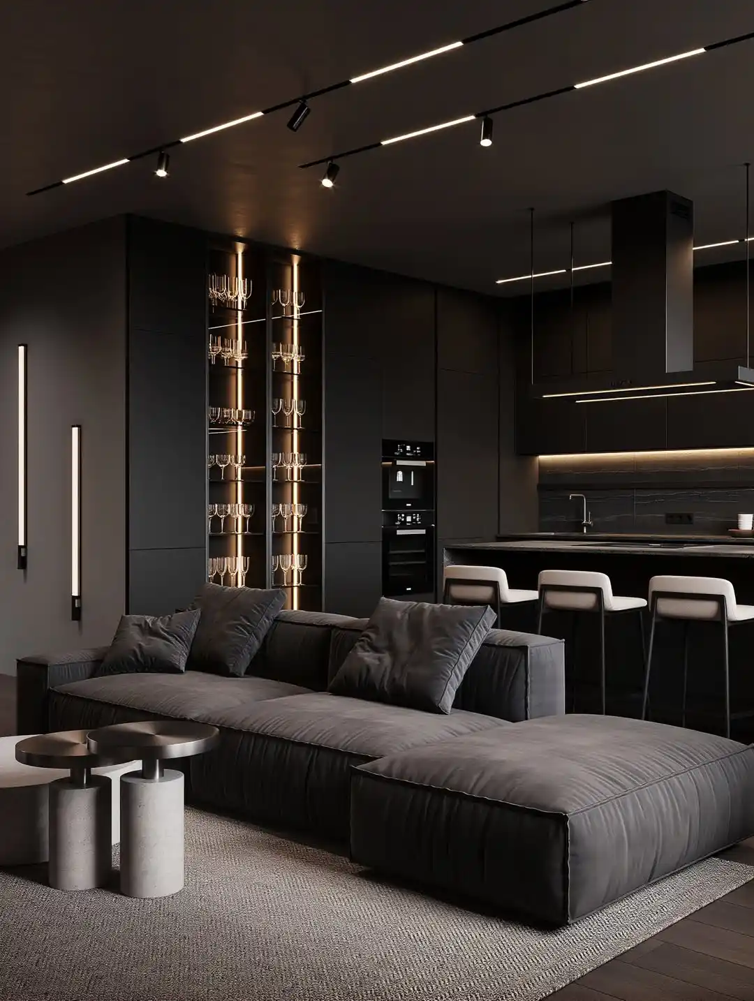 minimalist dark interior