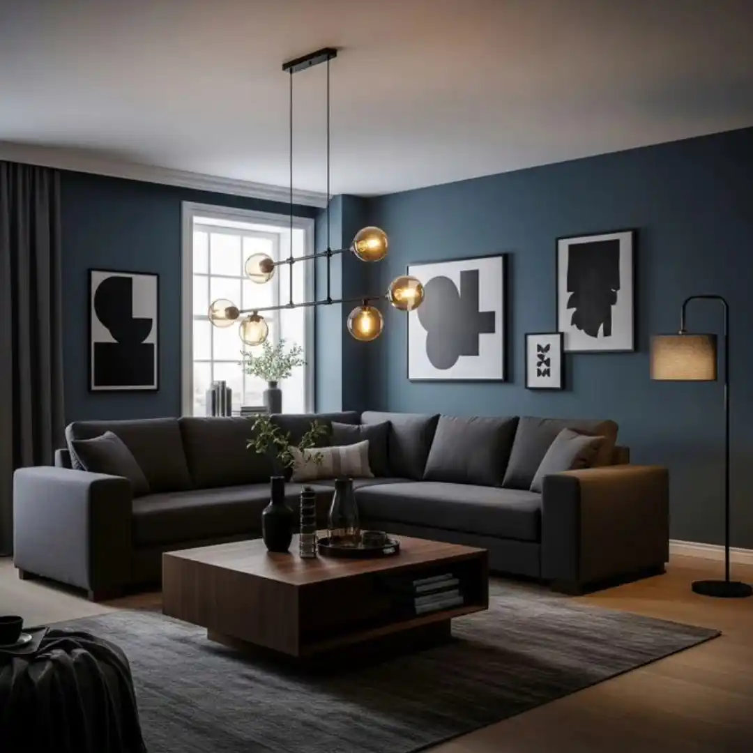 minimalist dark living room