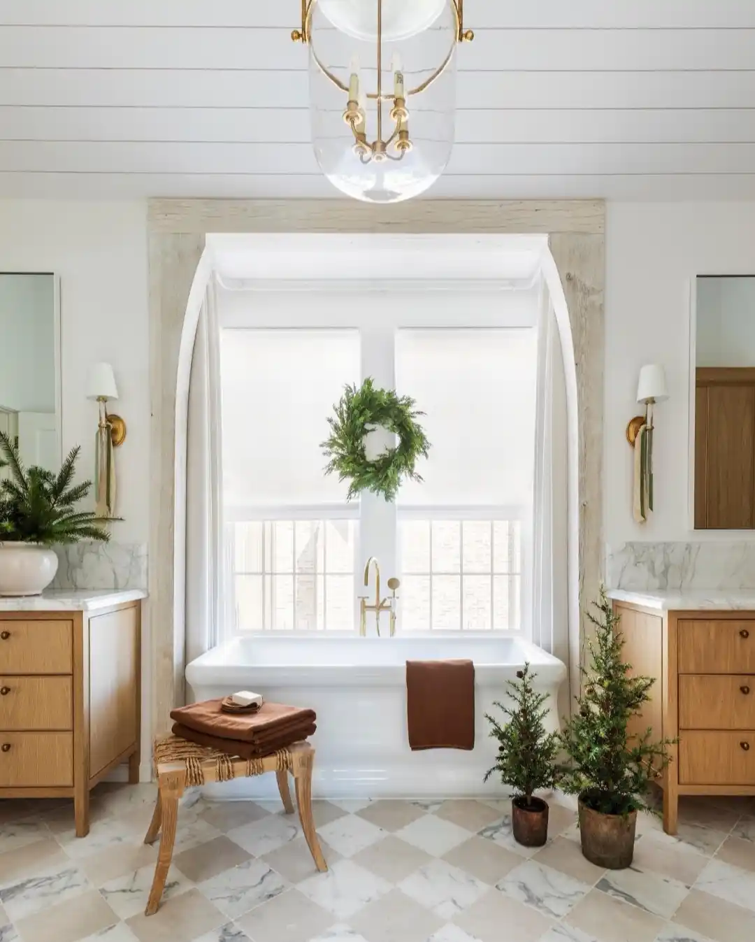 neutral holiday bathroom