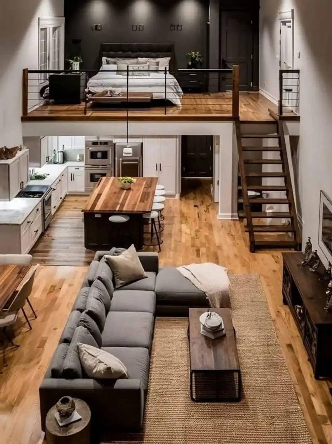 13 Loft Apartment Living Room Ideas: Making High Ceilings Work 4 open concept loft living