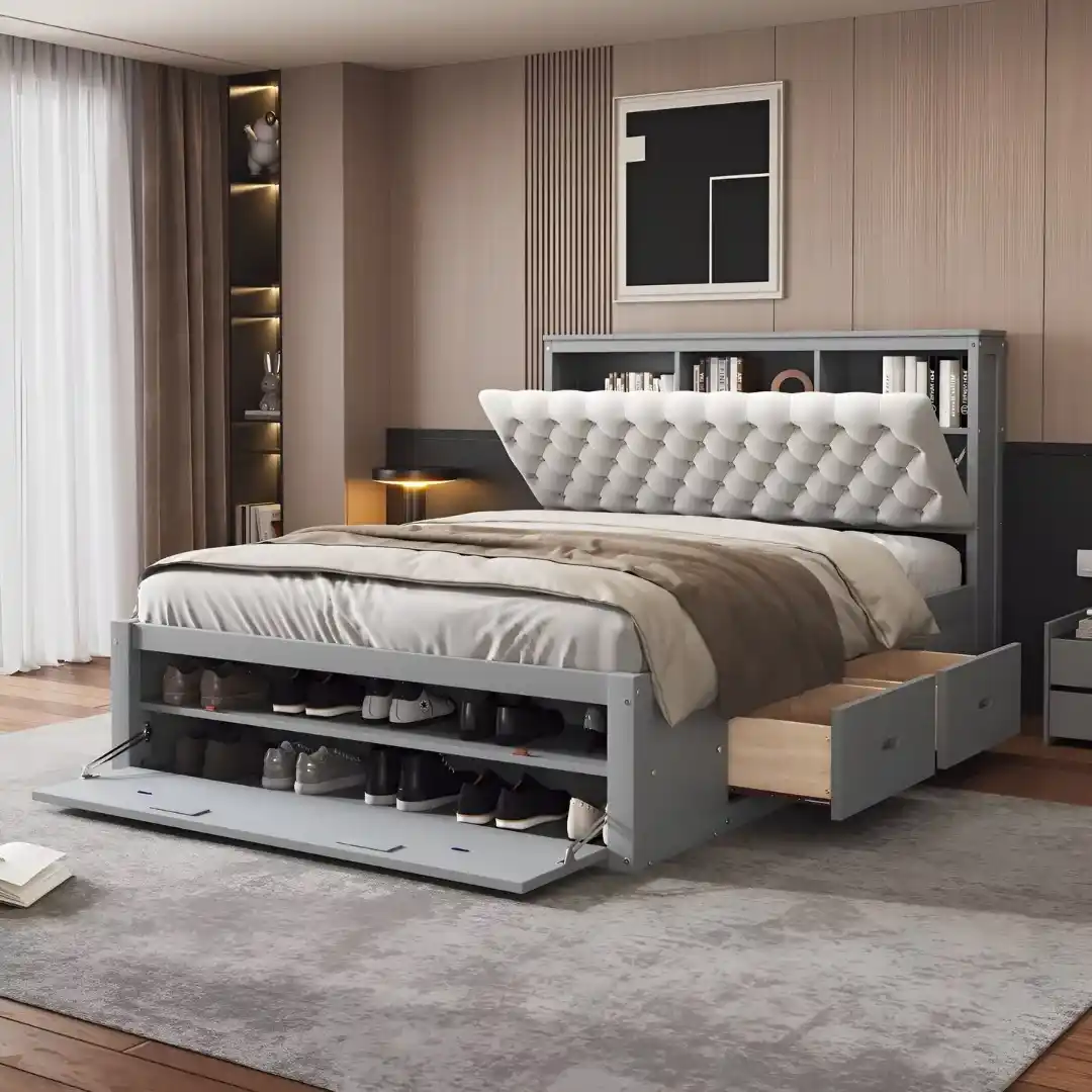 15 Shoe Storage Ideas for Bedrooms Without a Walk-In Closet 3 shoe storage in bed