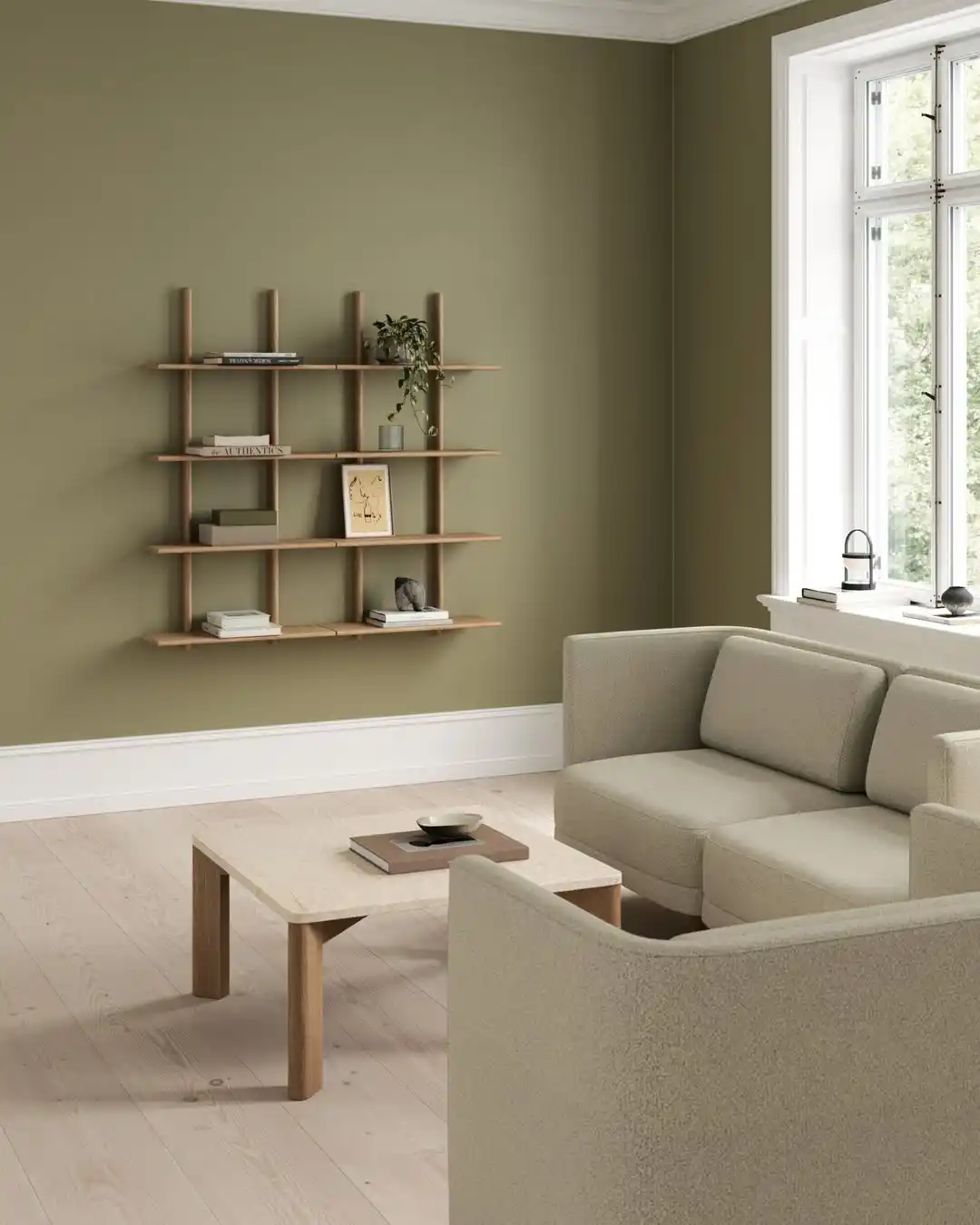 15 Living Room Wall Decor Ideas That Don't Require a Nail 14 standing art shelves