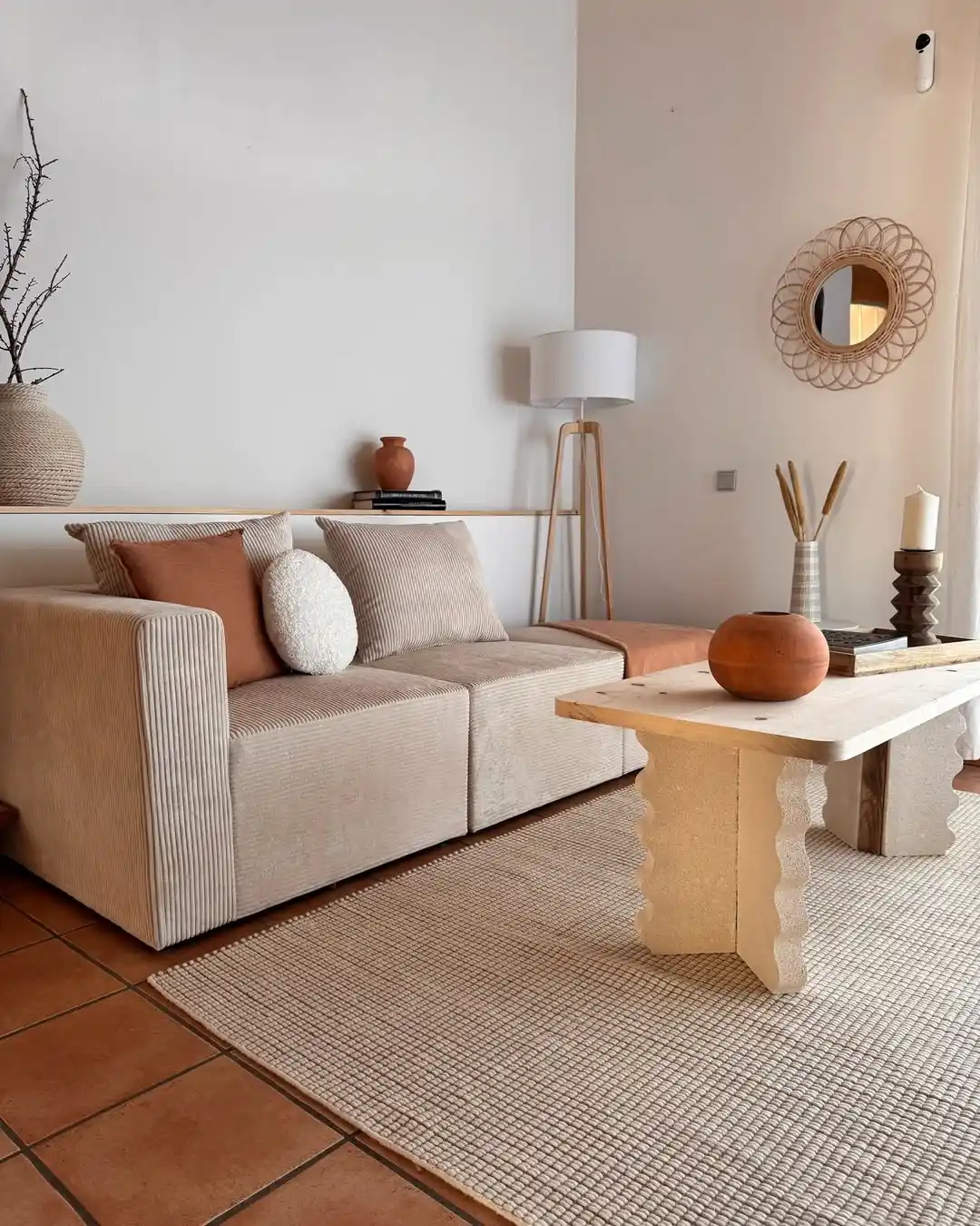 12 Minimalist Living Room With Boho Touches Ideas That Balance Clean and Creative 9 terracotta minimal
