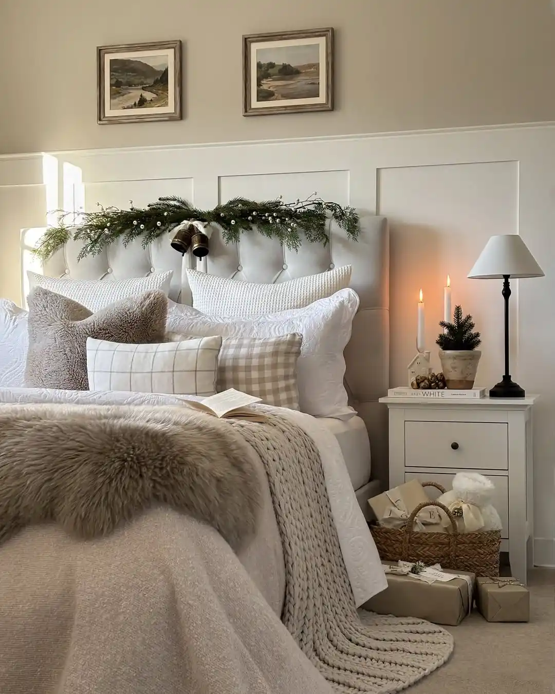 winter bedroom vignette