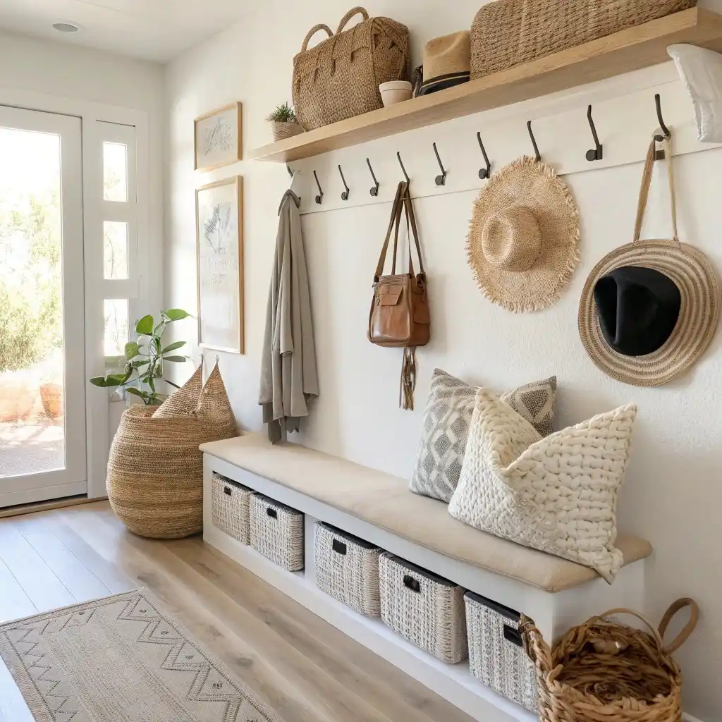 9 Minimalist Living Room Storage Ideas That Hide Everything 9 woven basket storage