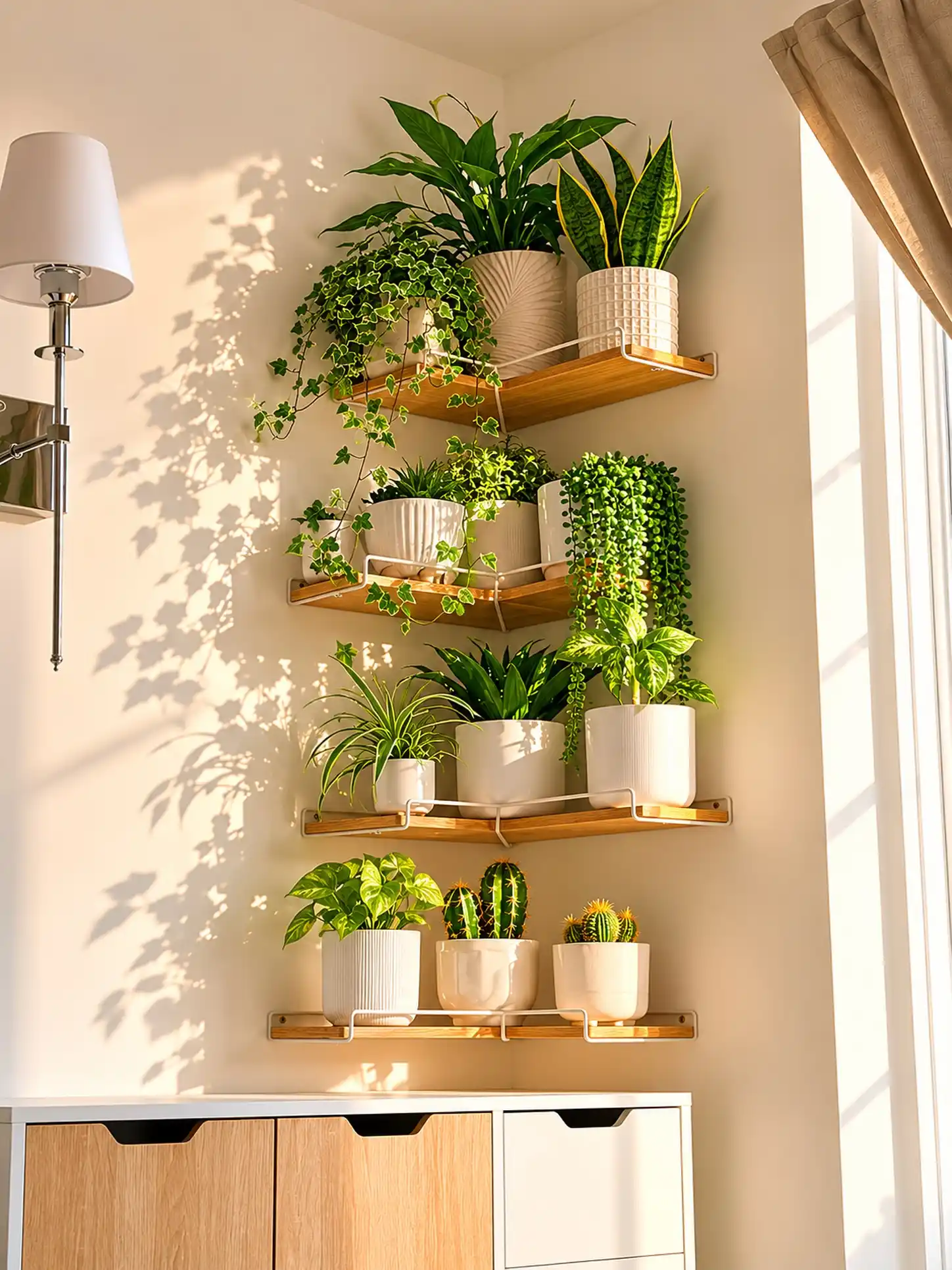 Indoor plant shelves