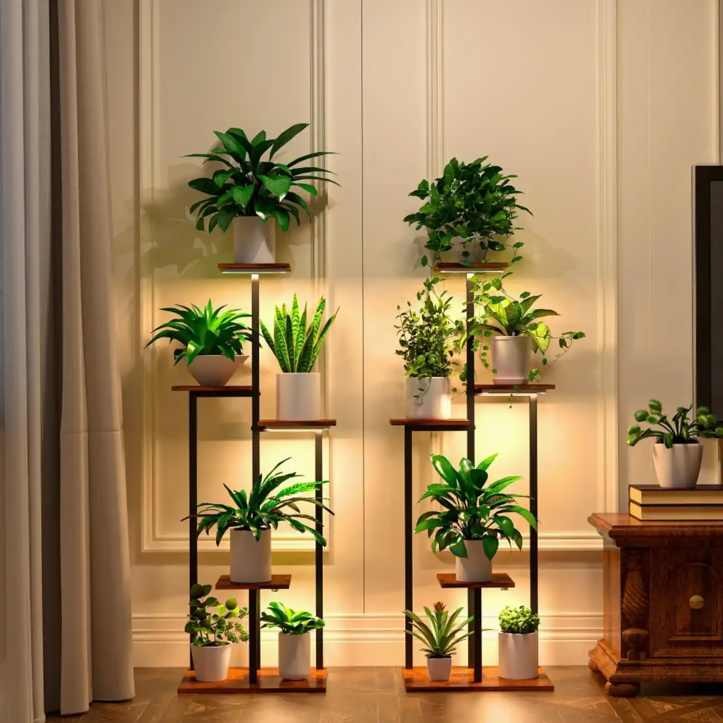 Plant shelf with lights