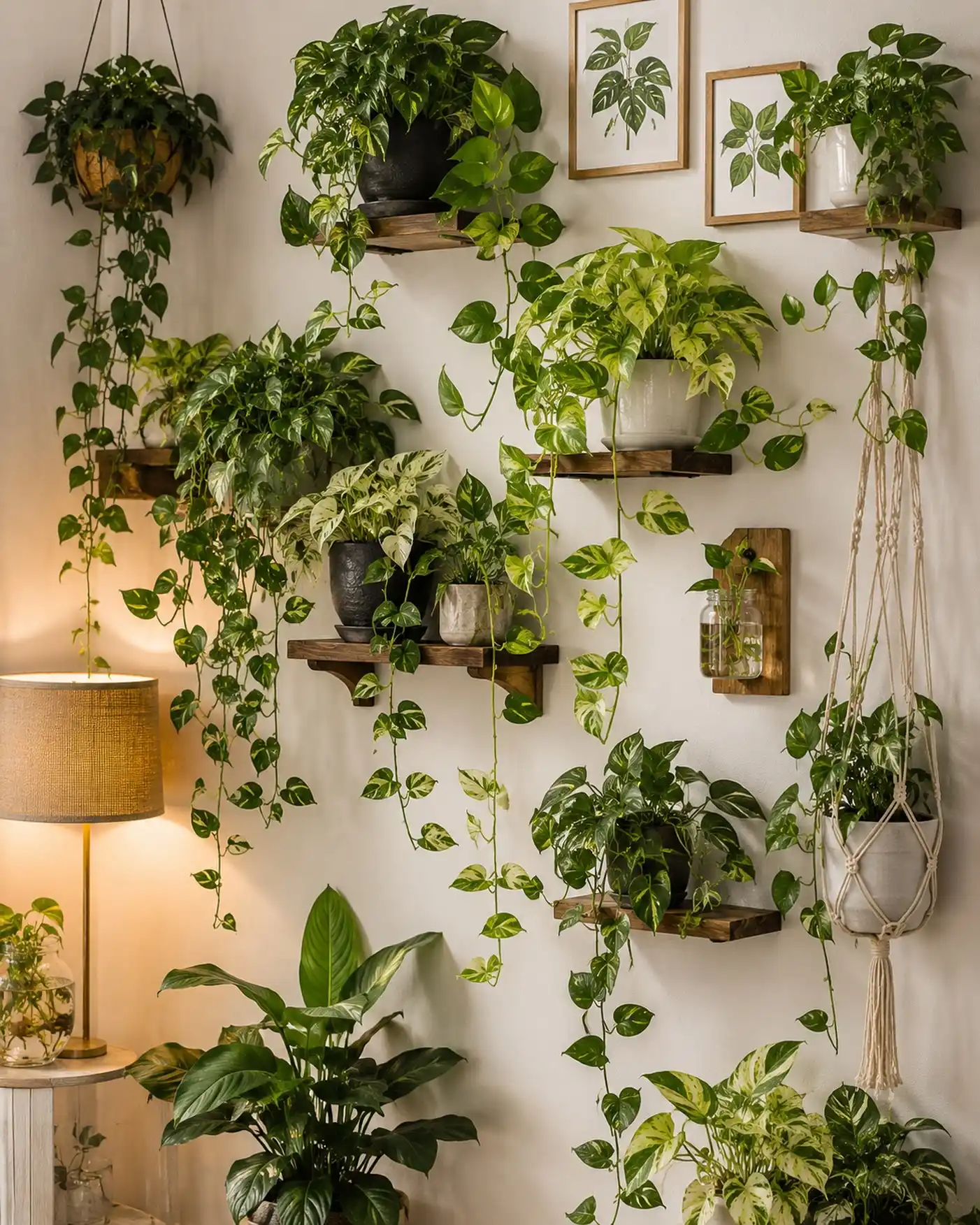 Pothos shelf styling