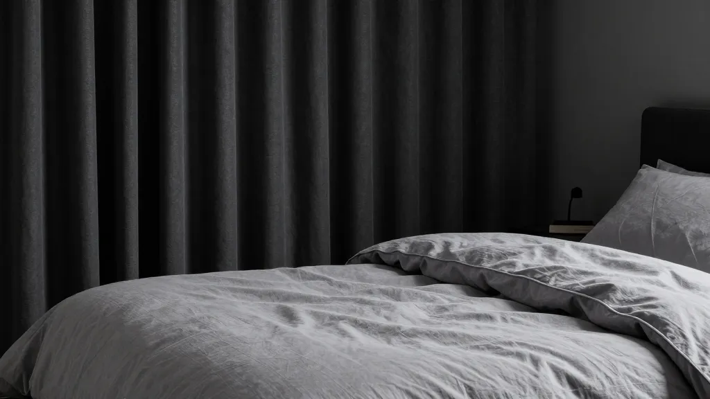 How to Create a Cozy Bedroom for Better Sleep 2 Cozy bedroom with soft gray bedding and blackout curtains