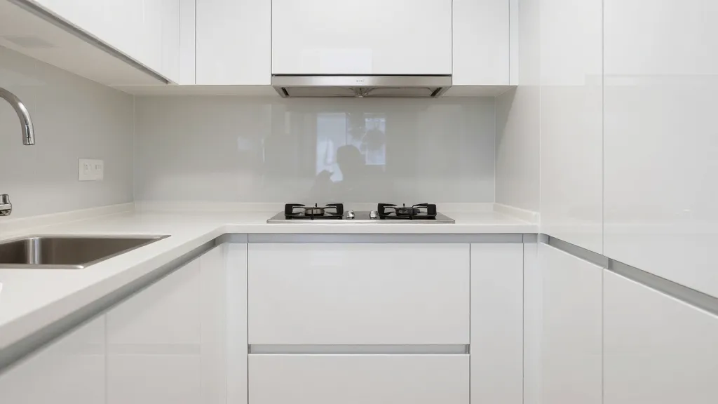How to Make a Galley Kitchen Look Bigger 1 Narrow galley kitchen with white cabinets and reflective surfaces