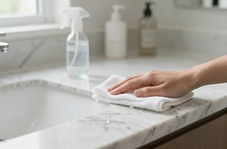 how to clean granite countertops in bathroom